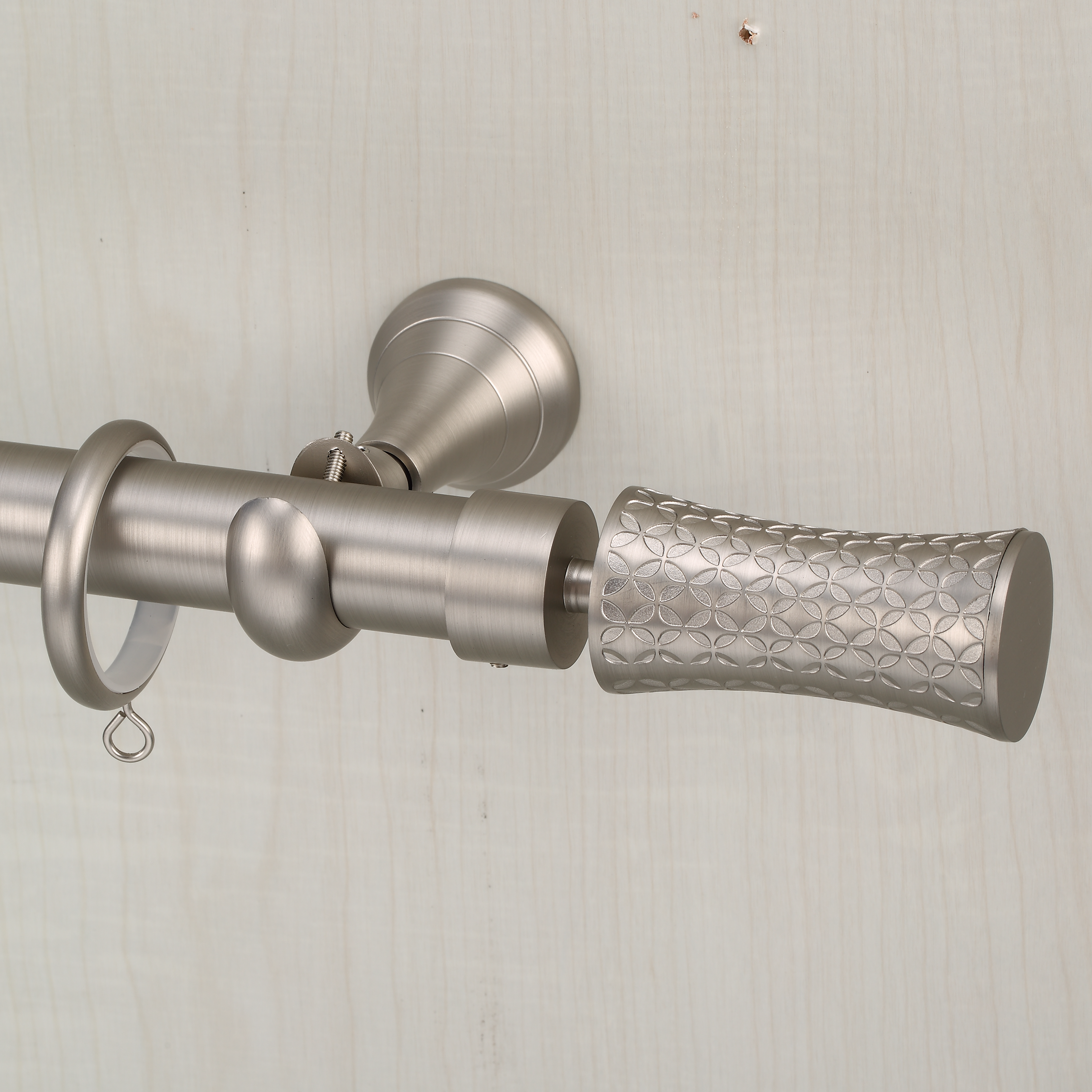 Luméa Brushed Satin Nickel Curtain Rod Set – Smooth Rings, $125 Visit