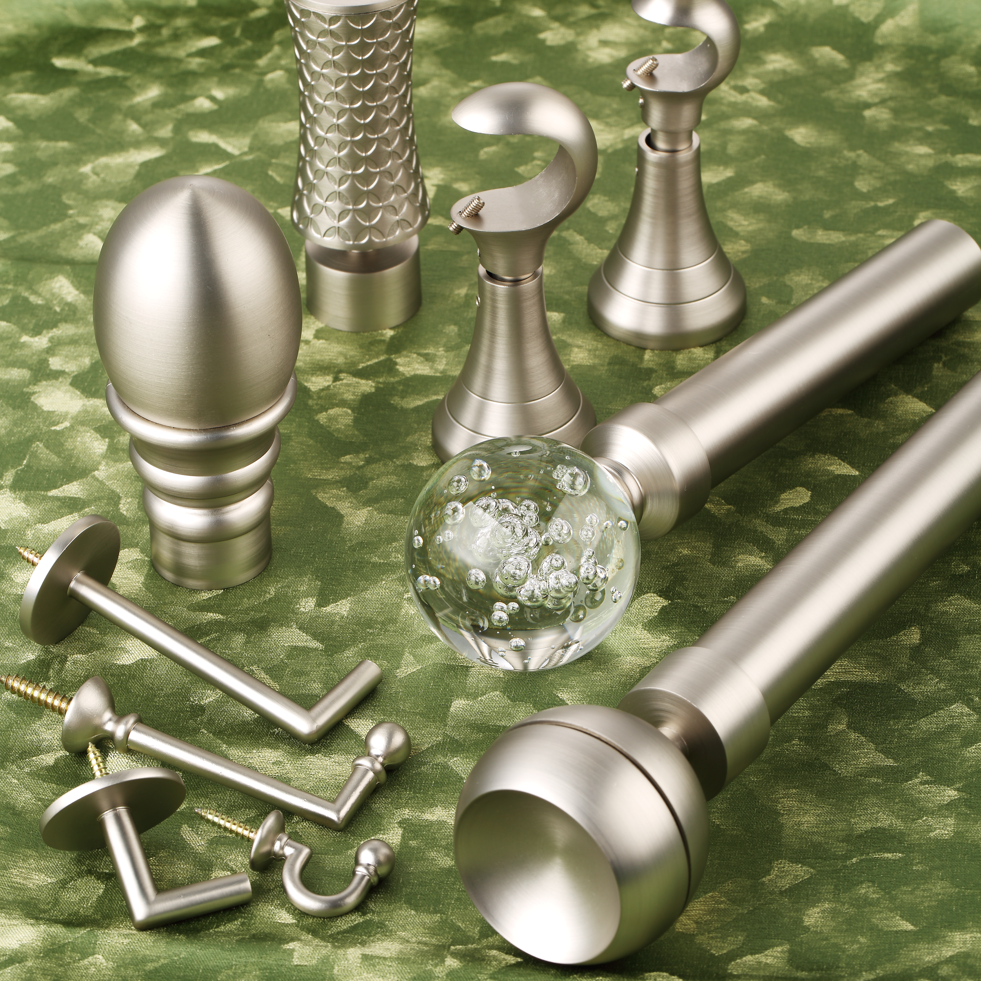 Luméa Brushed Satin Nickel Curtain Rod Set – Smooth Rings, $125 Visit