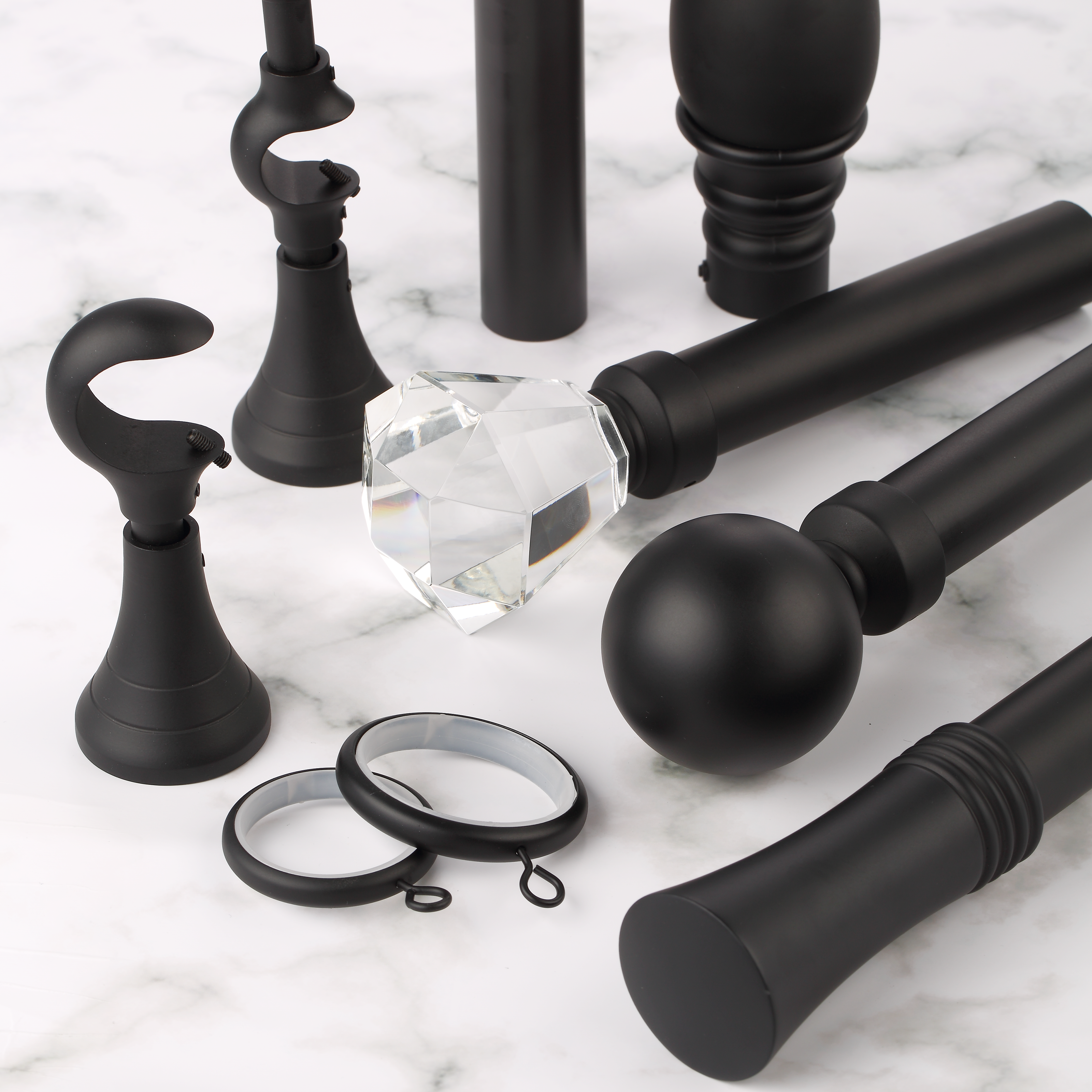 Luméa Classic Satin Black Curtain Rod Set – Smooth Rings, $125 Visit