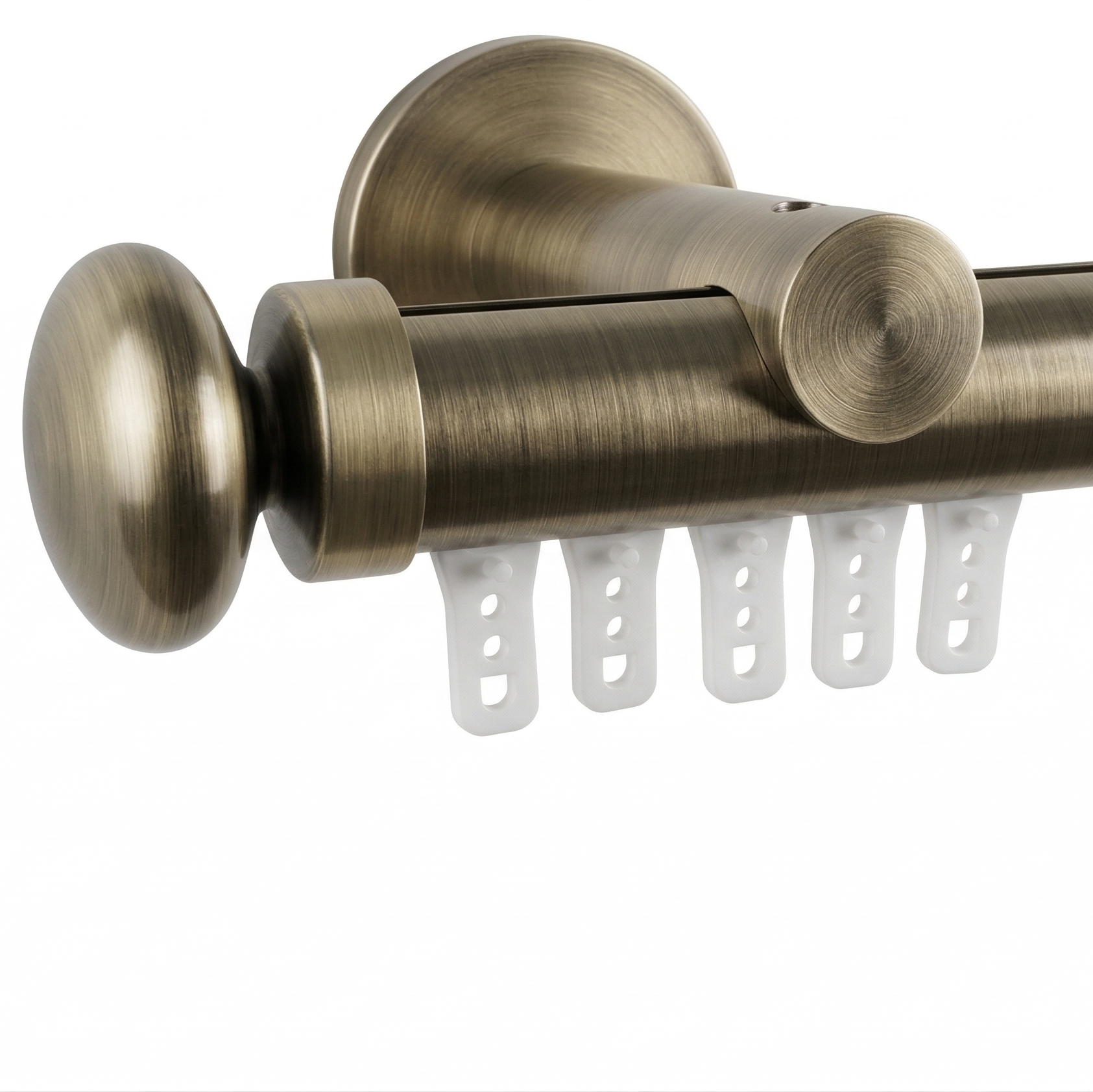 Luméa Brushed Antique Brass Hidden Glide Curtain Rod – $125 Visit